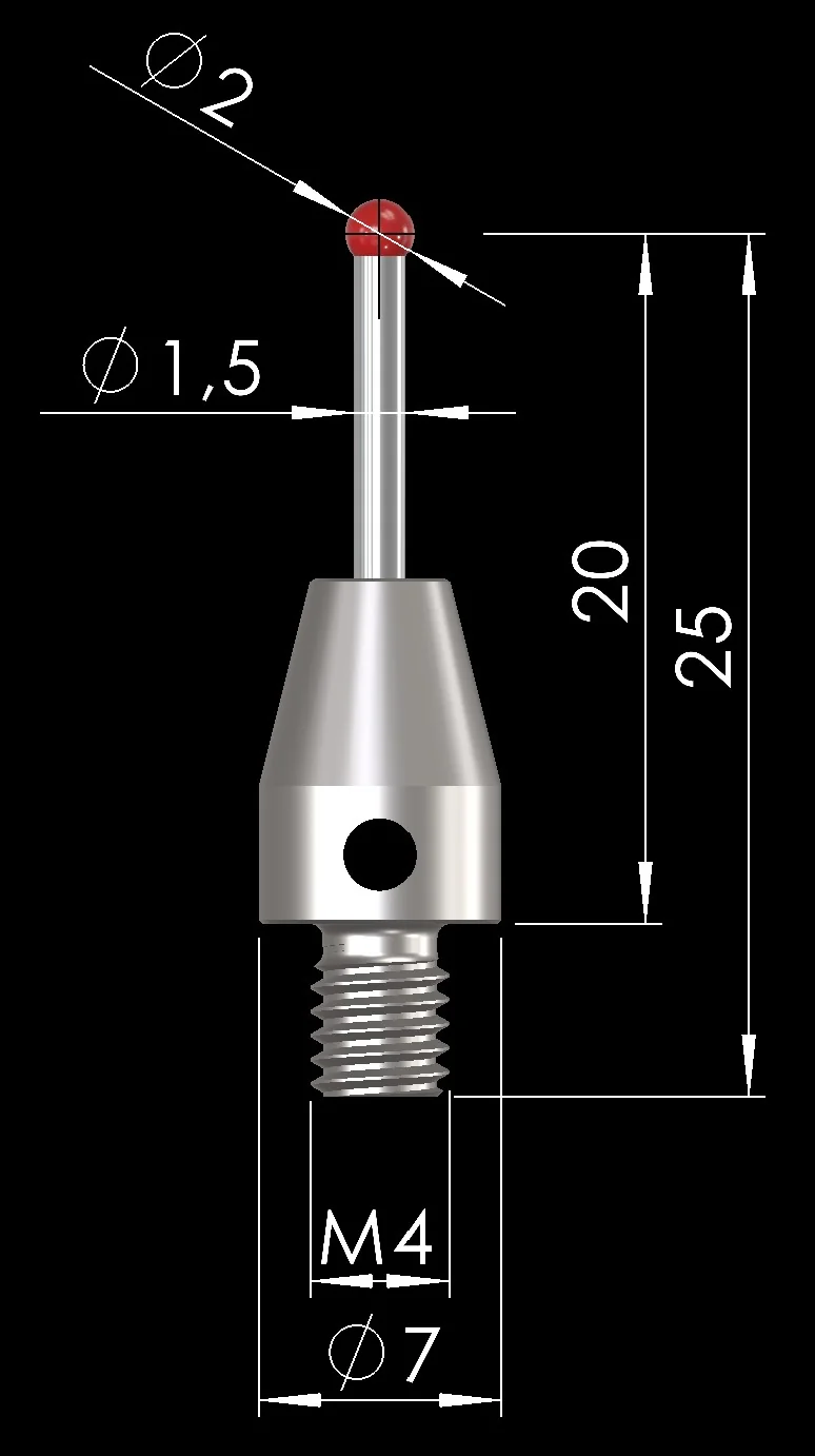 M4 D2×20 Ruby Stylus – Measuring stylus with ruby ball