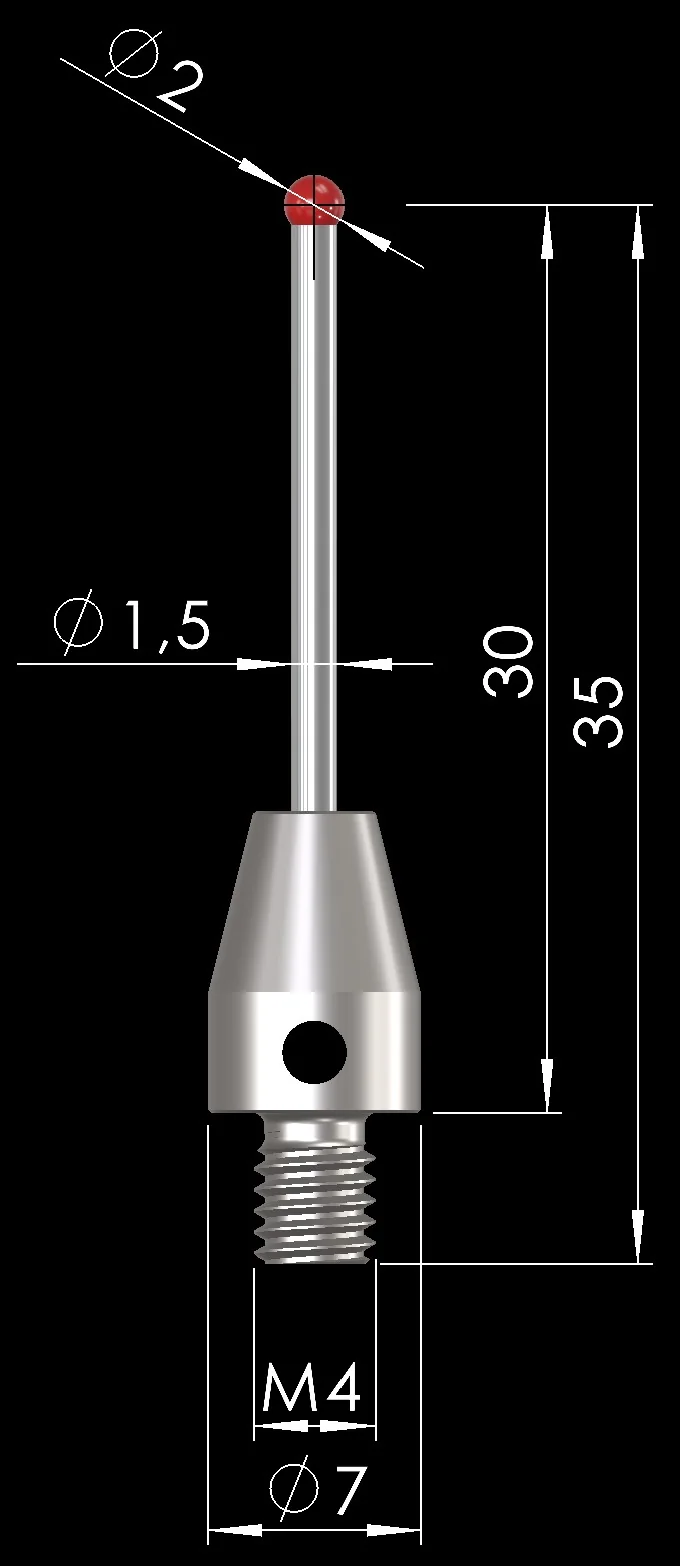 M4 D2×30 Ruby Stylus – Measuring stylus with ruby ball