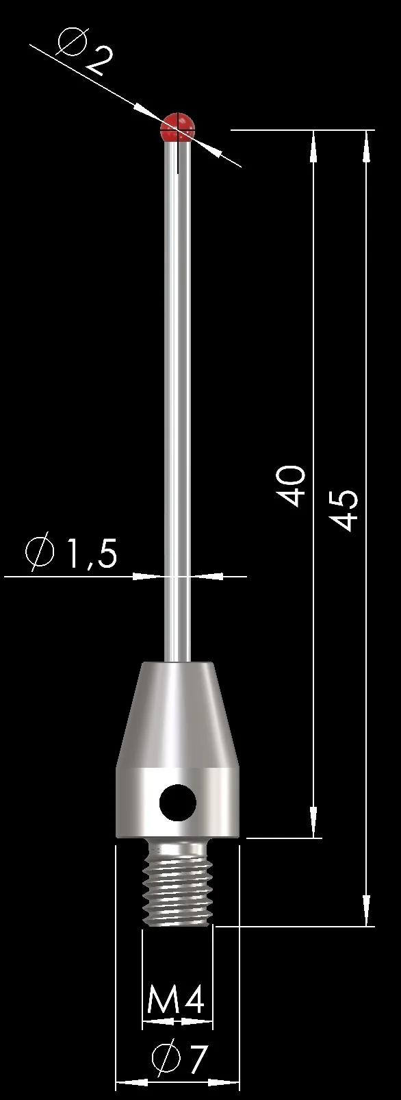 M4 D2×40 Ruby Stylus – Measuring stylus with ruby ball