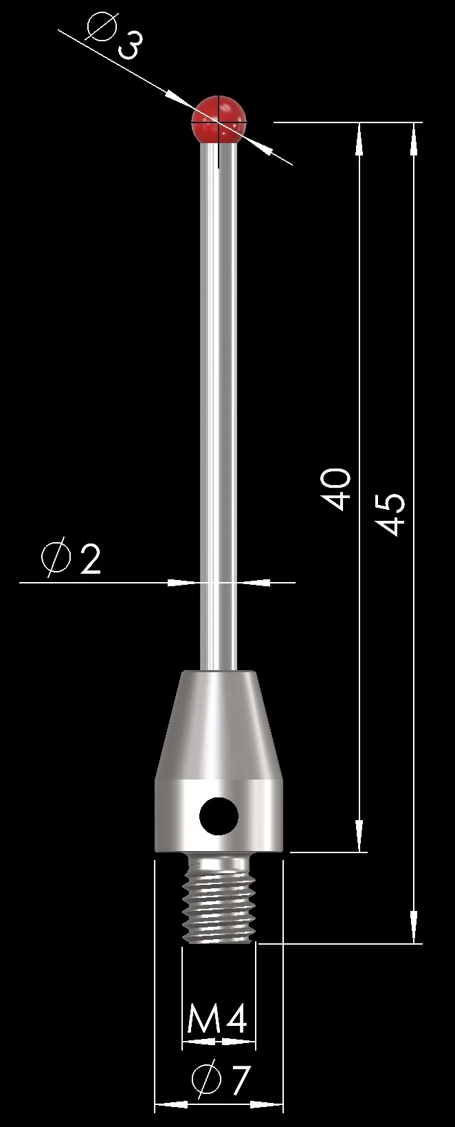 M4 D3×40 Ruby Stylus – Measuring stylus with ruby ball